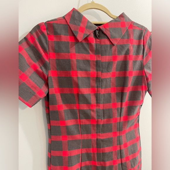 Vintage 1950s 60s sherry Kent of Dallas red plaid pleated dress - Picture 7 of 8